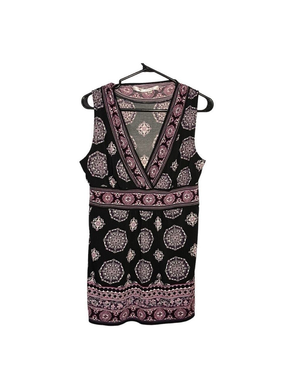 Max Studio mandarin collar sleeveless v neck tunic size large